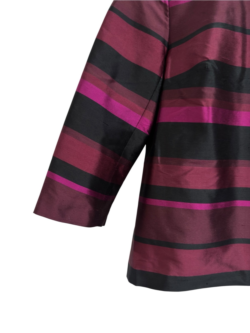 Talbots Petite Size 8P Duponi 100% Silk Blouse Top Striped Jeweled Buttons - Picture 5 of 9